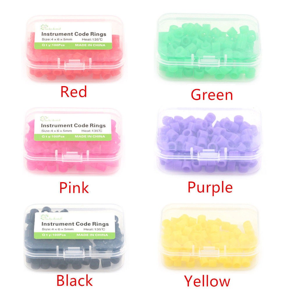 100Pcs/Box Dental Autoclavable Assorted Silicone Instrument Color Code Ring Band