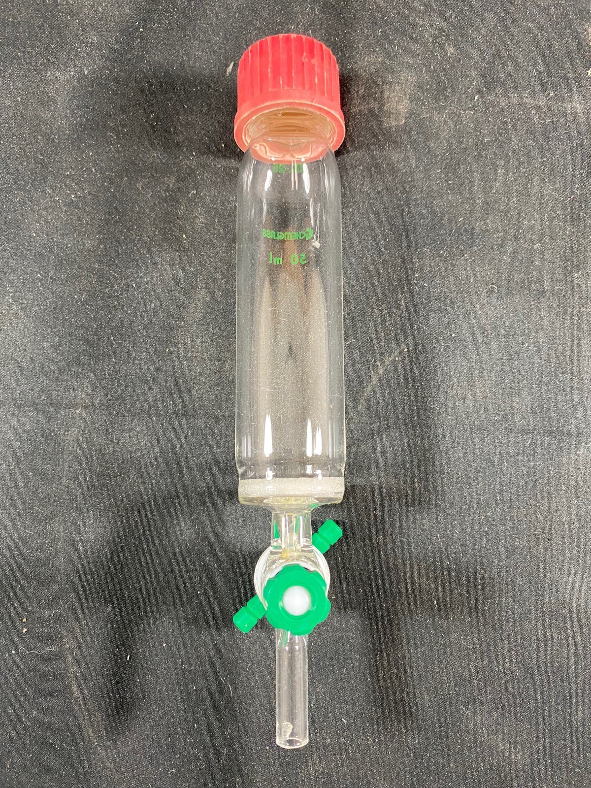 CHEMGLASS Glass 50mL GL-25 Coarse Frit Solid Phase Peptide Synthesis Vessel