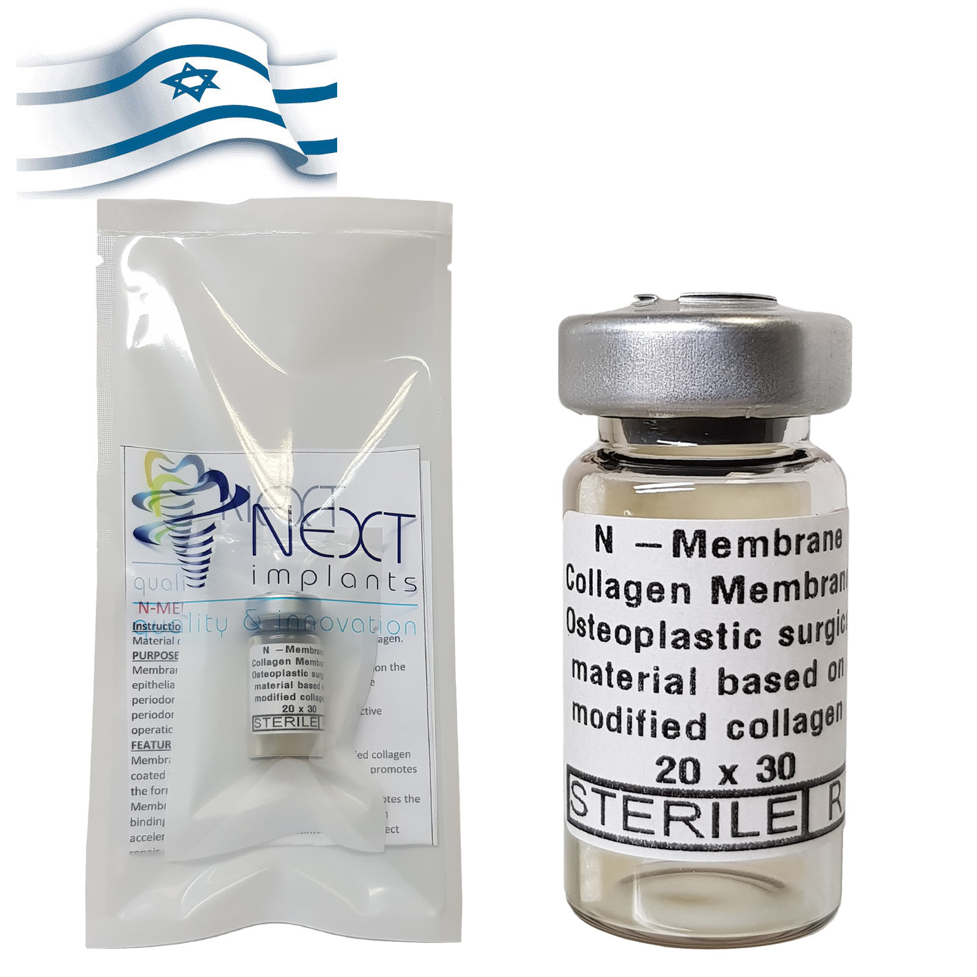 Sterile surgical collagen membrane N-Membrane Next Israel 20×30