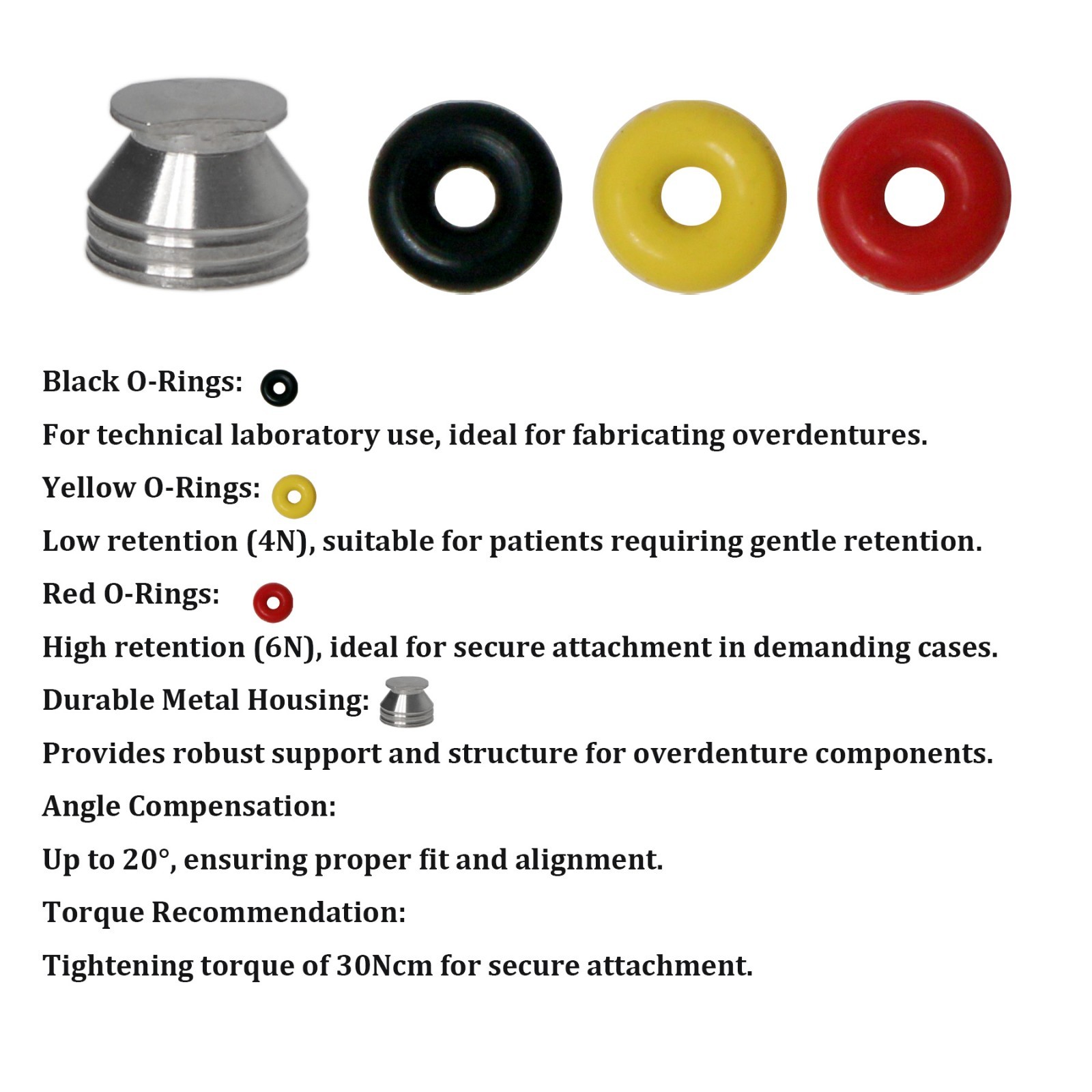 US Dental O-Ring Retention Caps For Hiossen/Osstem Ball Attachment Abutments