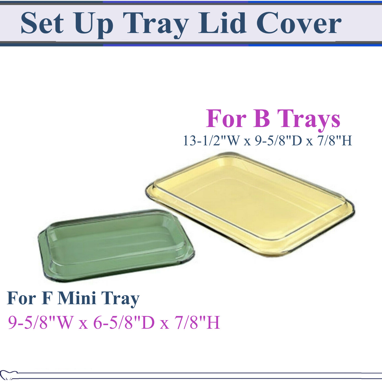 4/Pk Dental Instrument Set Up Tray Lid Cover Size B Ritter & Size F mini Clear
