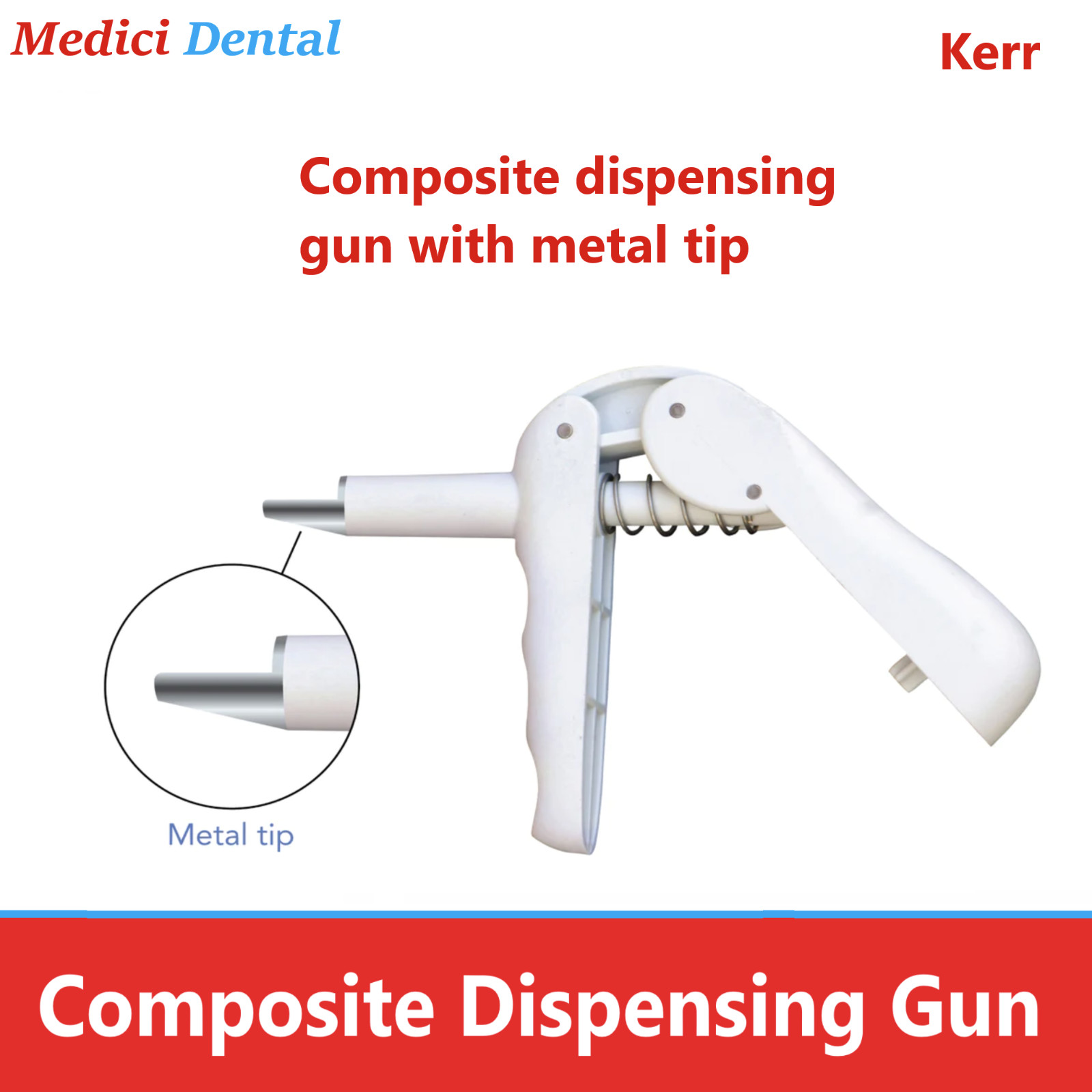 Dental Unidose Dispenser Gun Composite Dispensing Gun with Metal Tip, 1/Ea