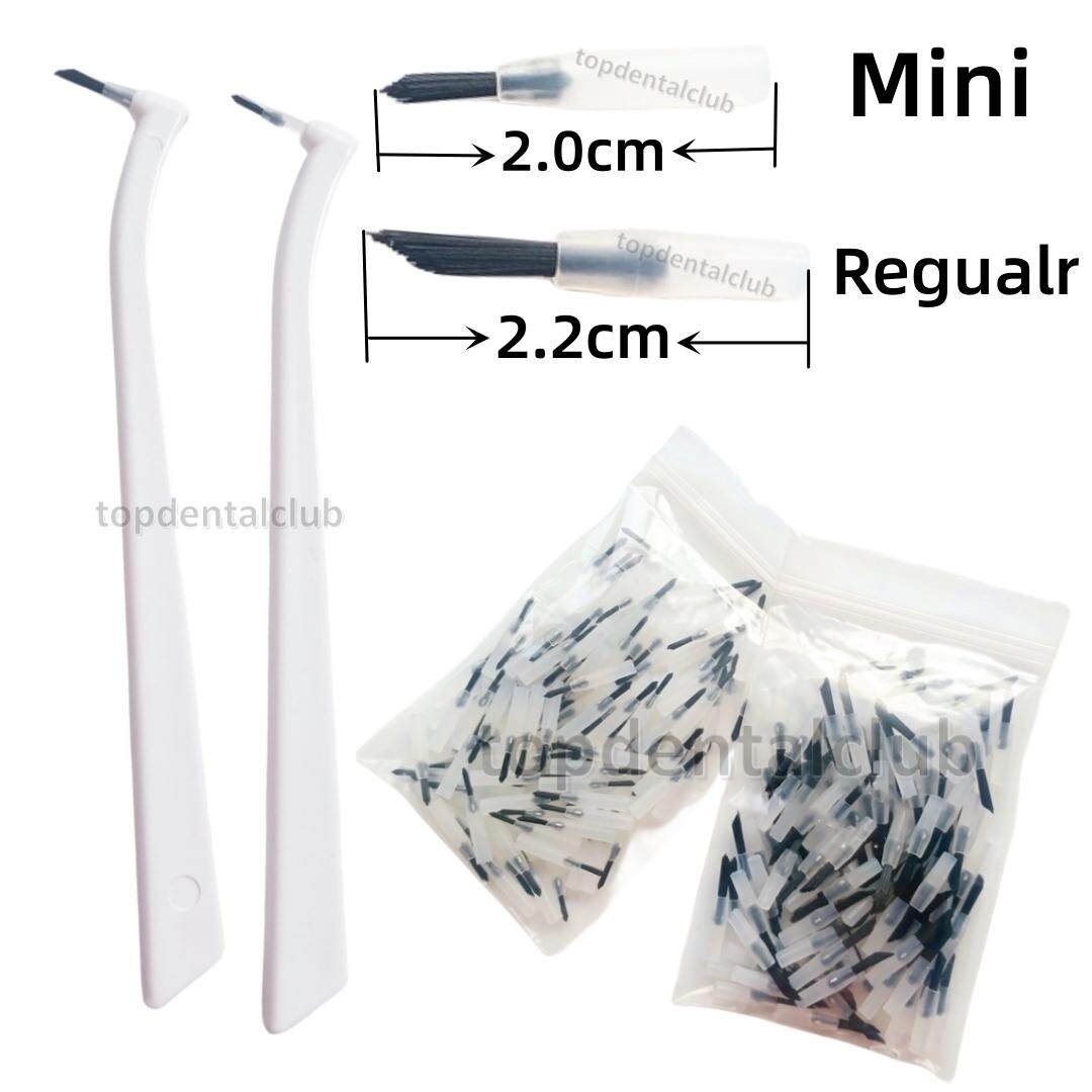 Dental Black Brush Tips Mini Brushes Head Micro Bond Etch Applicator Handle