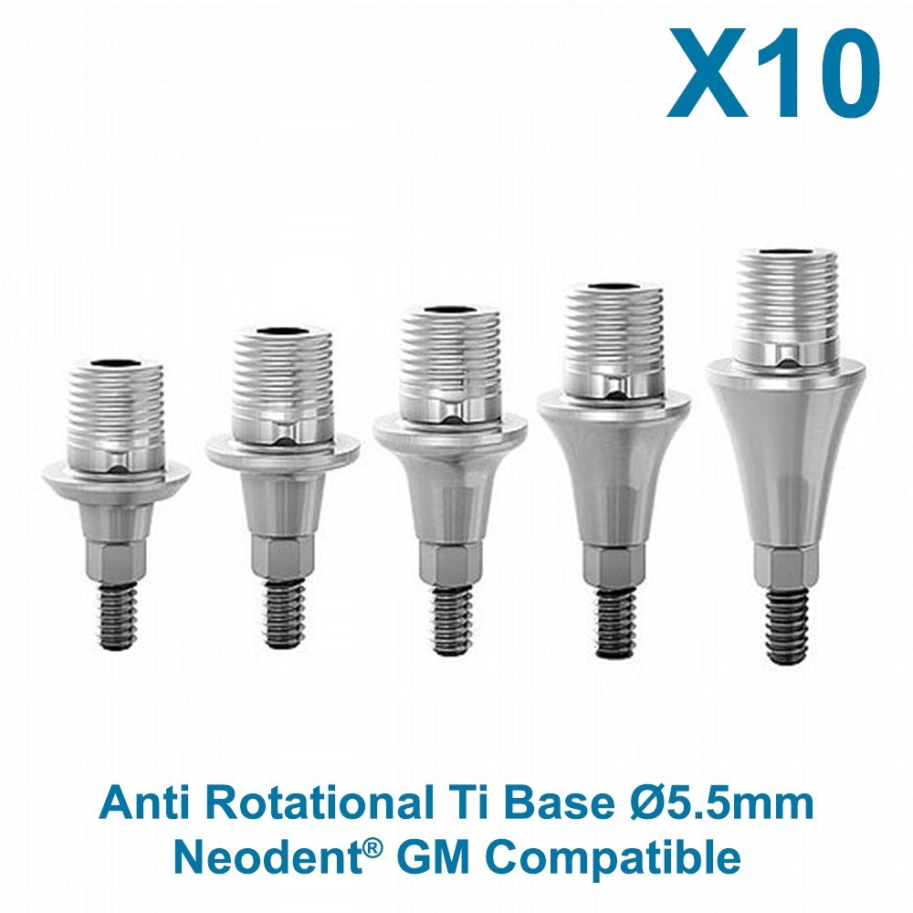 X10 Dental Anti-Rotational Ti Base Neodent GM Compatible Ø5.5mm CAD/CAM