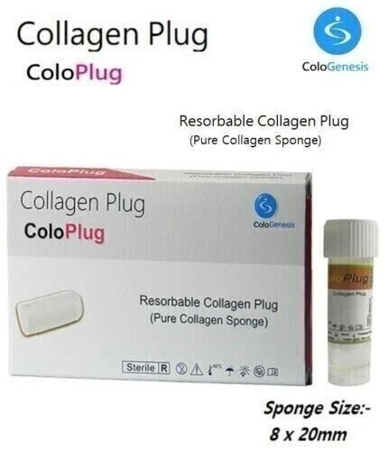 5 X ColoGenesis Dental COLLAGEN ColoPlug Sterile Resorable Sponge 8x20mm