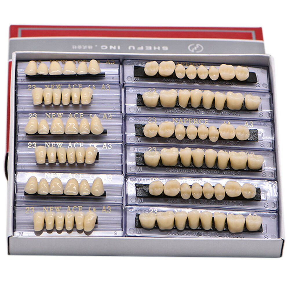 168pcs/Box Dental Acrylic Resin Denture Shade A2 A3 Teeth Upper Lower #22/23/24