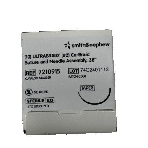 REF 7210915 Smith & Nephew Ultrabraid #2 Suture 38″ Cobraid w/ Needle NEW Steril