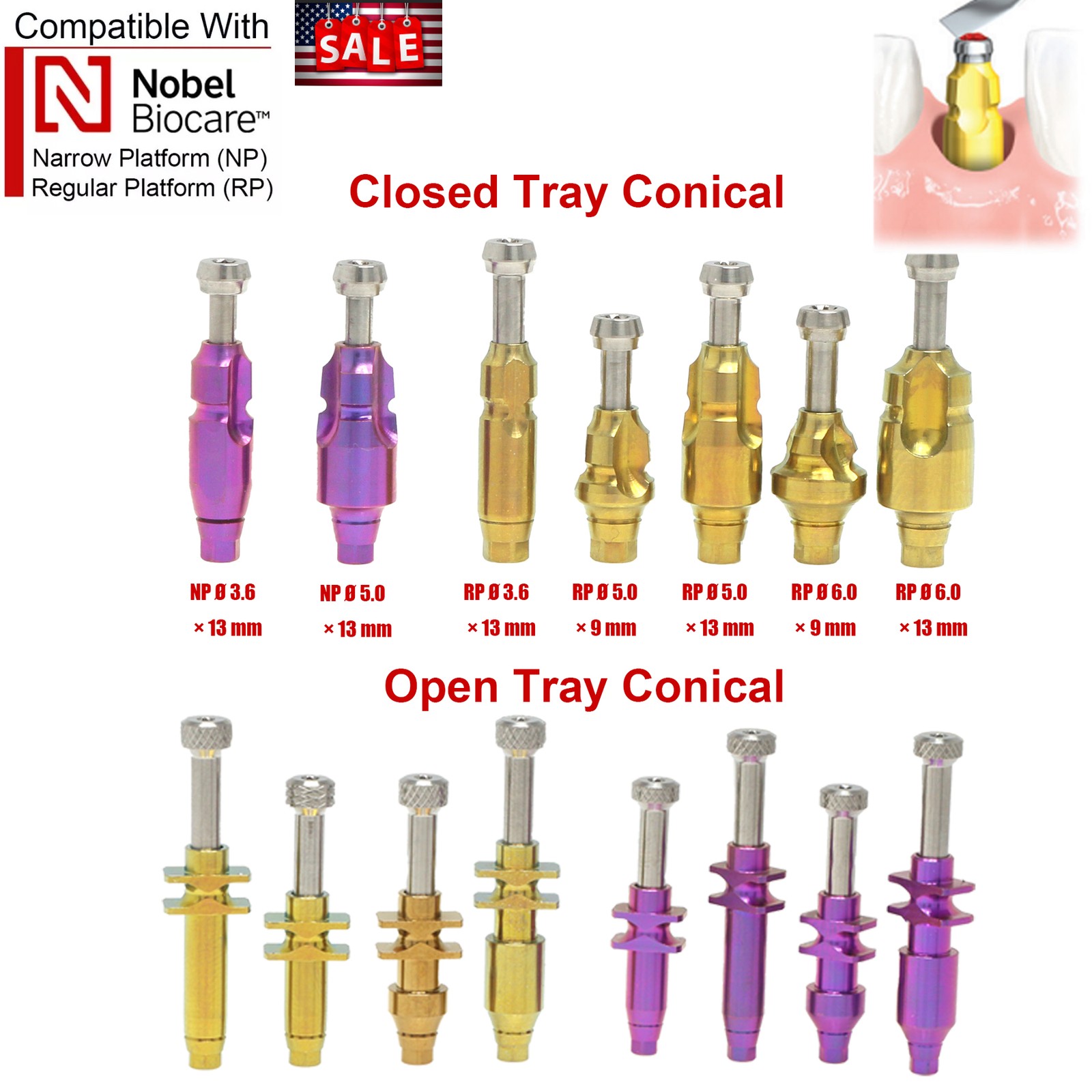 US Nobel Biocare Hex Locator/Healing Cap/Abutment /Impression Coping Accessories