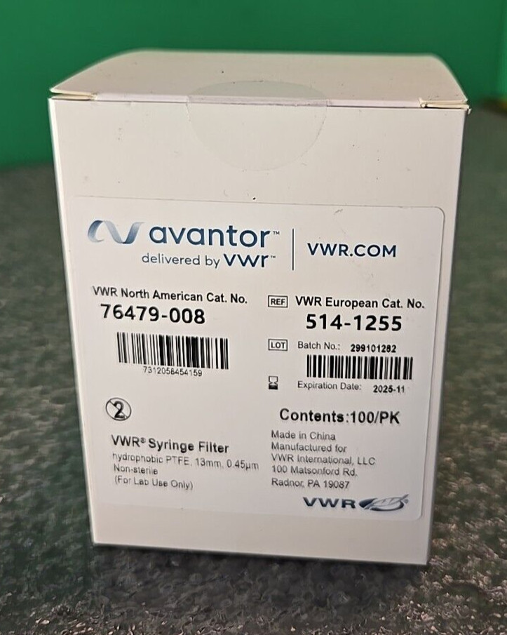 VWR PTFE 0.45μm 13ML mm Syringe Filter (100/Case) 76479-008 | 514-1255 | 11/25
