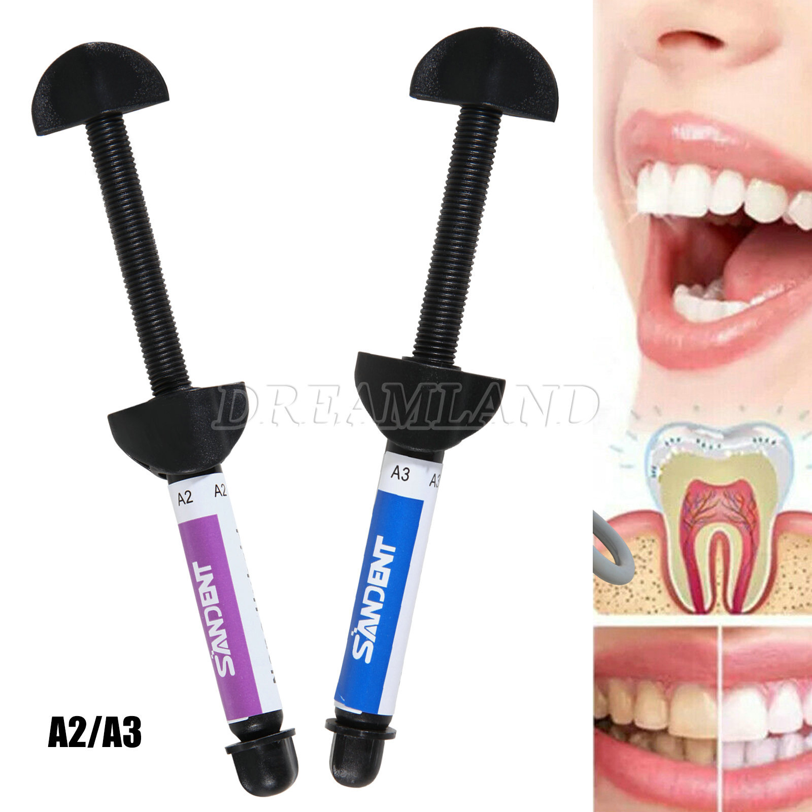 A2/A3 Dental Light Cure Micro Hybrid Dental Resin Composite Syringe Shade New