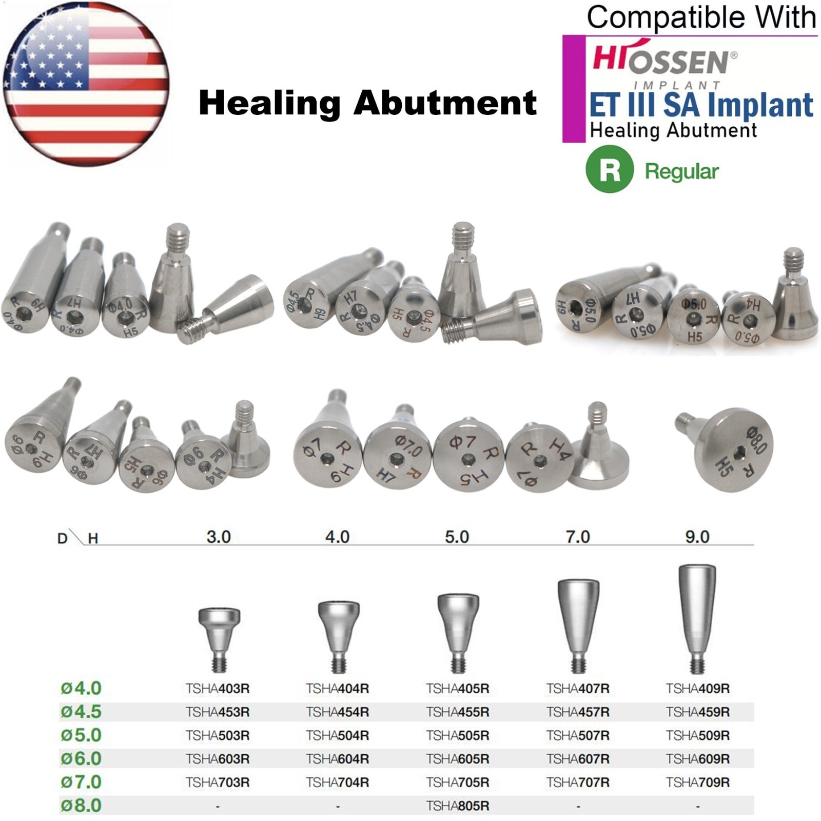 US Dental Fits Osstem Hiossen Healing Abutment Mini Regular Cover Screw Platform