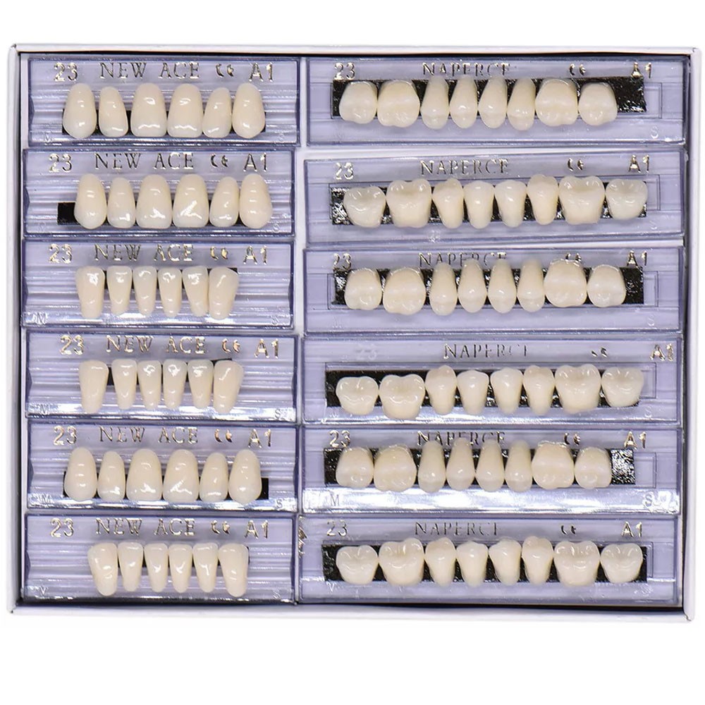 1-10 Boxes Dental Acrylic Resin Denture 23# A1 Full Set Teeth Upper Lower Shade