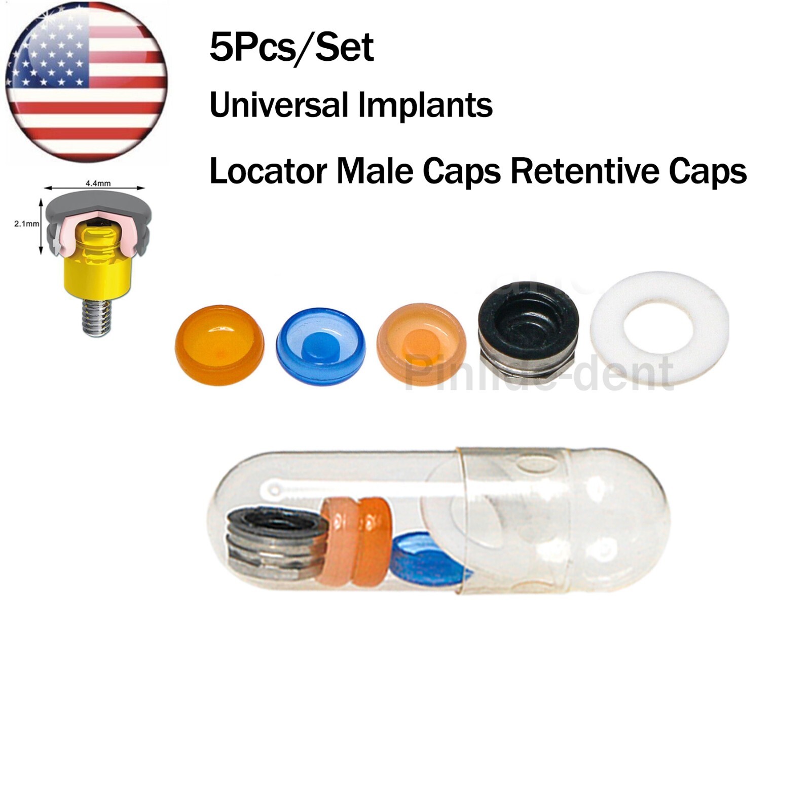 US Dental Locat0r Attachment Abutment Male Caps Kits Fit Nobel/Hiossen/Zimmer