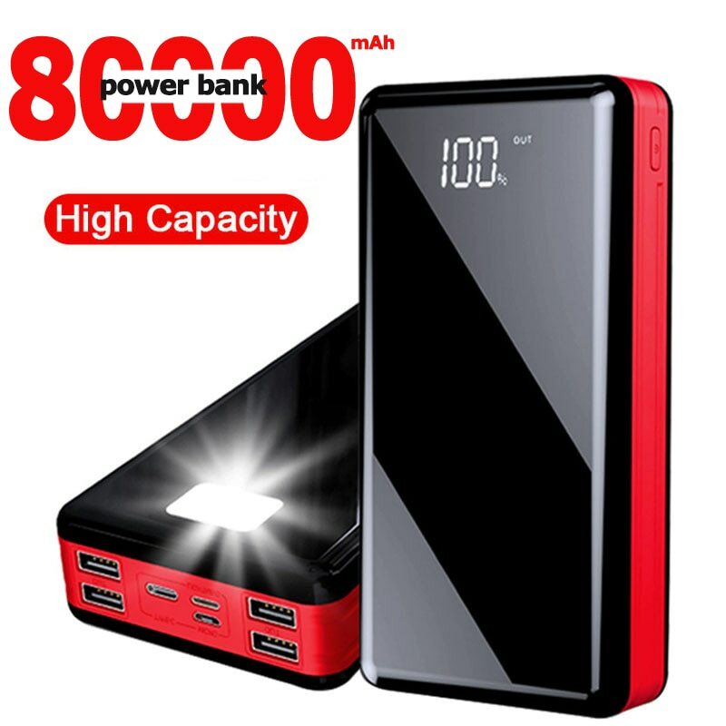 Power Bank 80000mAh Large Capacity Portable External Battery Charger 4USB Digita