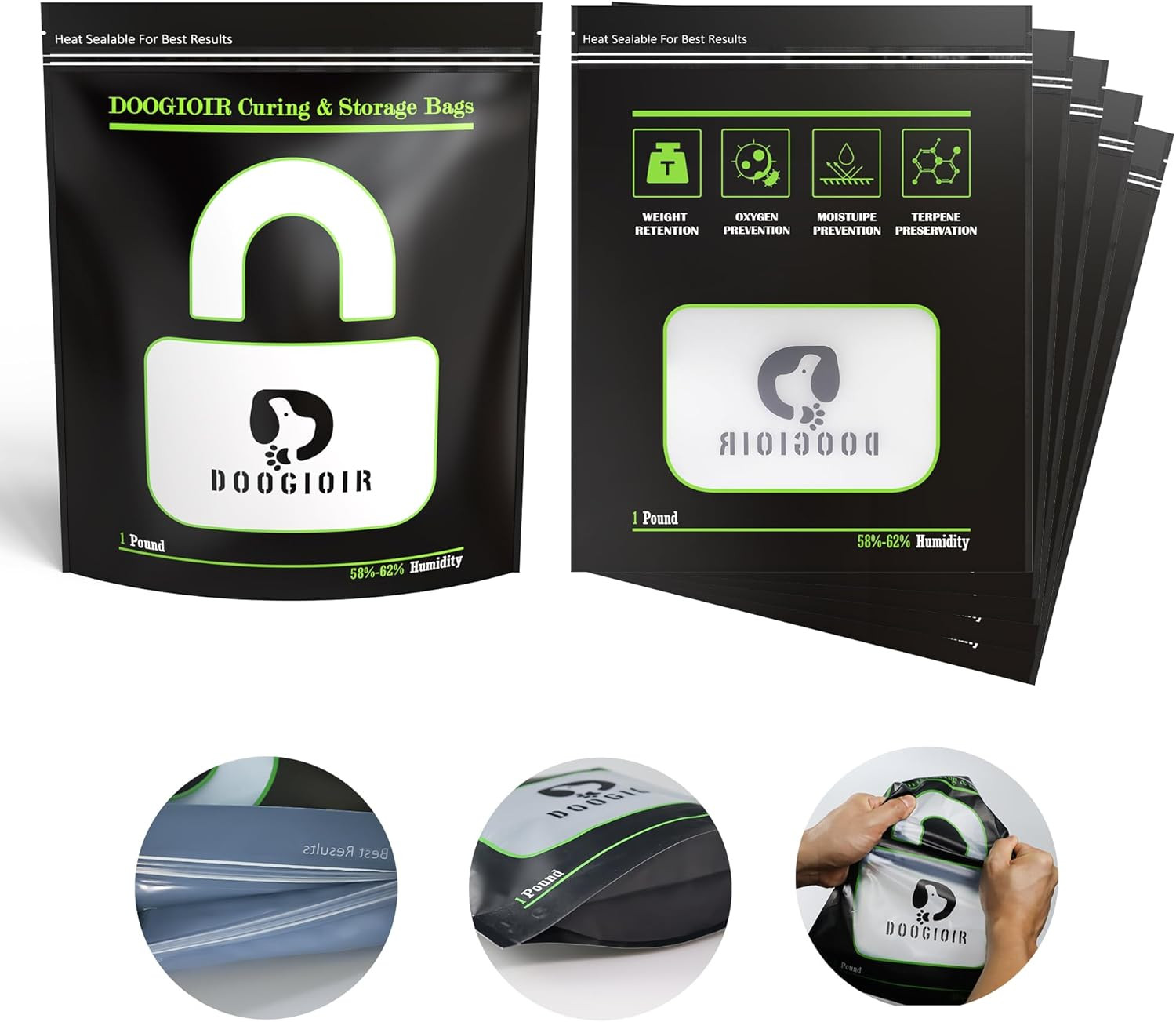1 LB Curing & Storage Bags, Curing and Food Storage, Double-Tracked Zip Closure
