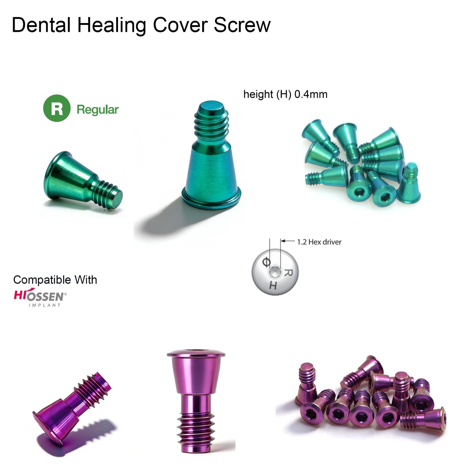 US Dental Healing Abutment Cover Screw Mini Regular Compatible Osstem Hiossen ET