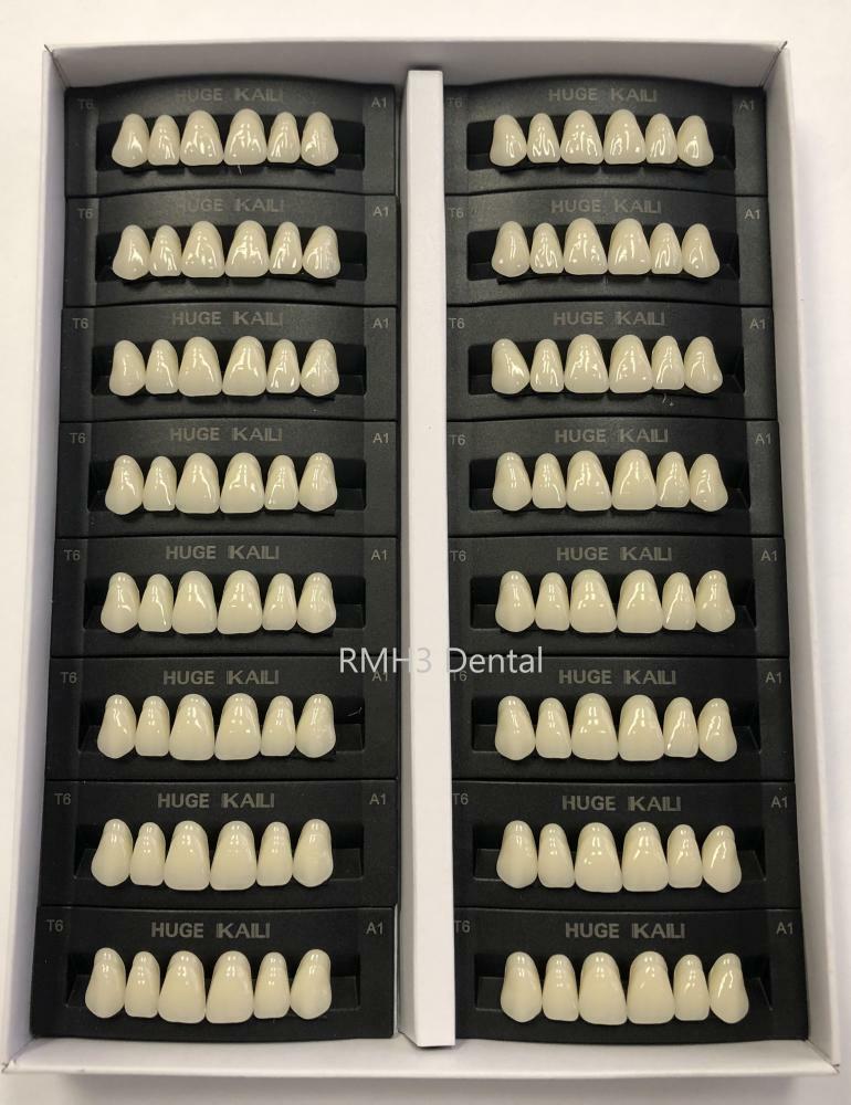 HUGE KAILI Synthetic Polymer False Teeth Upper Anterior T6 Full Box 16sets/6pcs