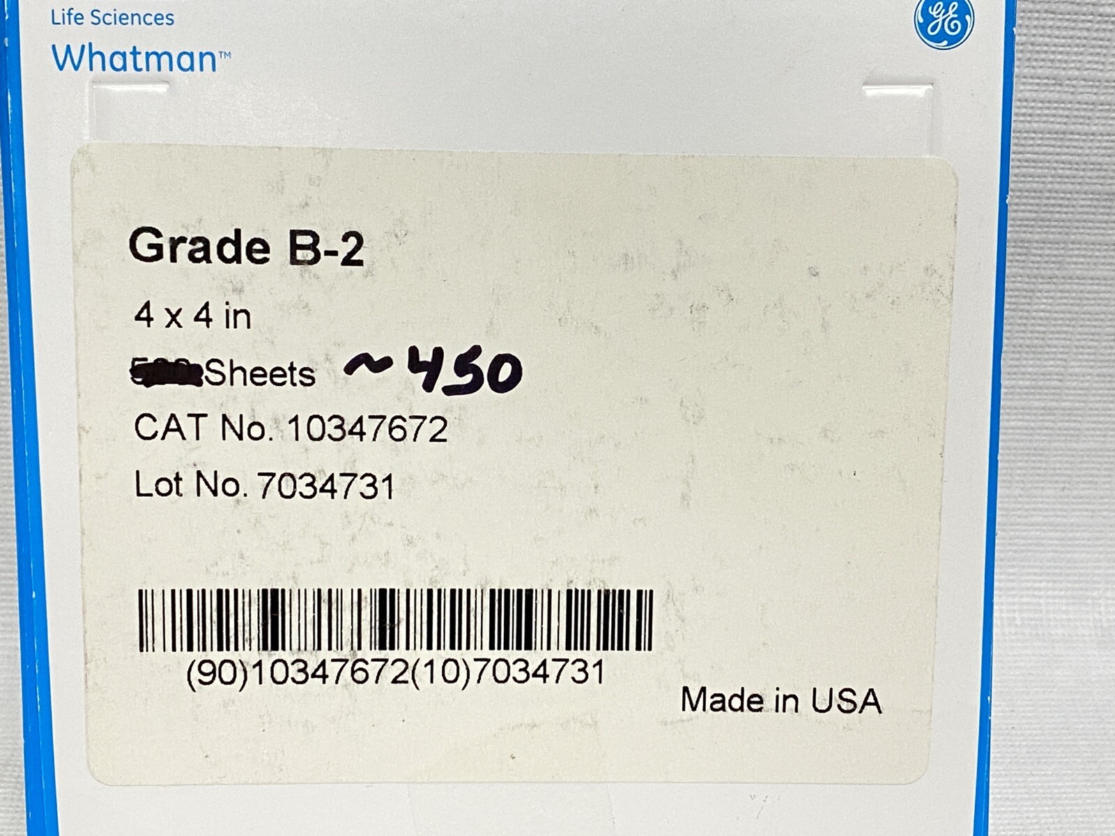 (450/Pk) WHATMAN Grade B-2 Kjeldahl Analysis Weighing Paper 4×4”x0.04mm 10347672