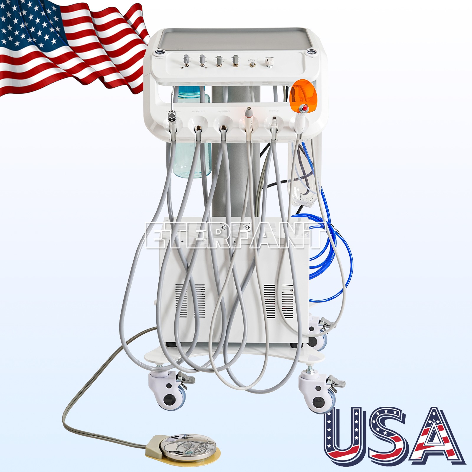 Dental Portable Mobile Delivery Unit Suction System with Air Compressor 4 Holes