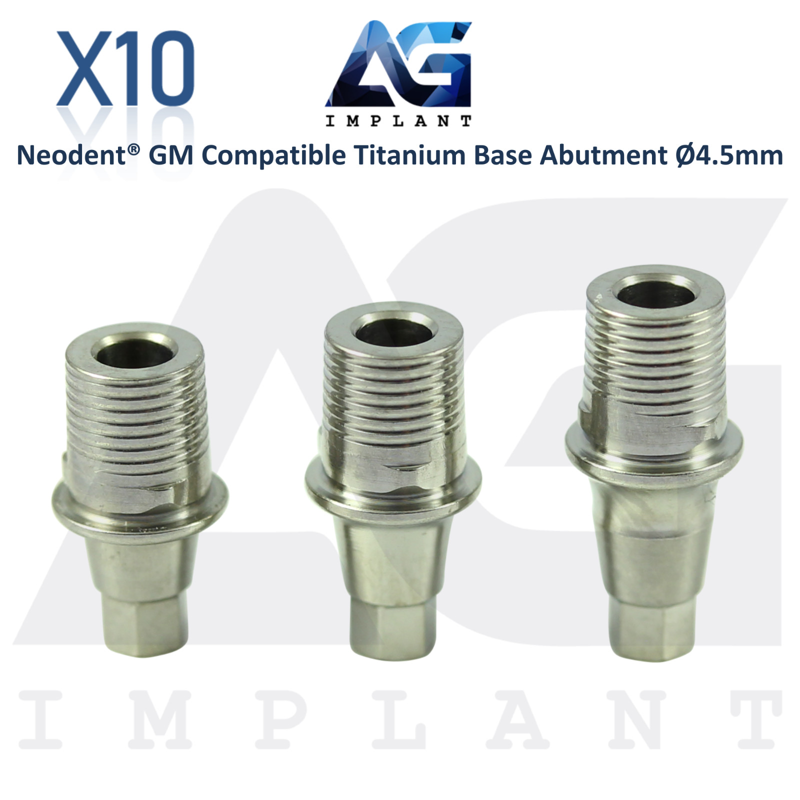 10 Titanium Base Prosthetic Ø4.5mm Neodent® GM Fixtures Compatible CAD/CAM