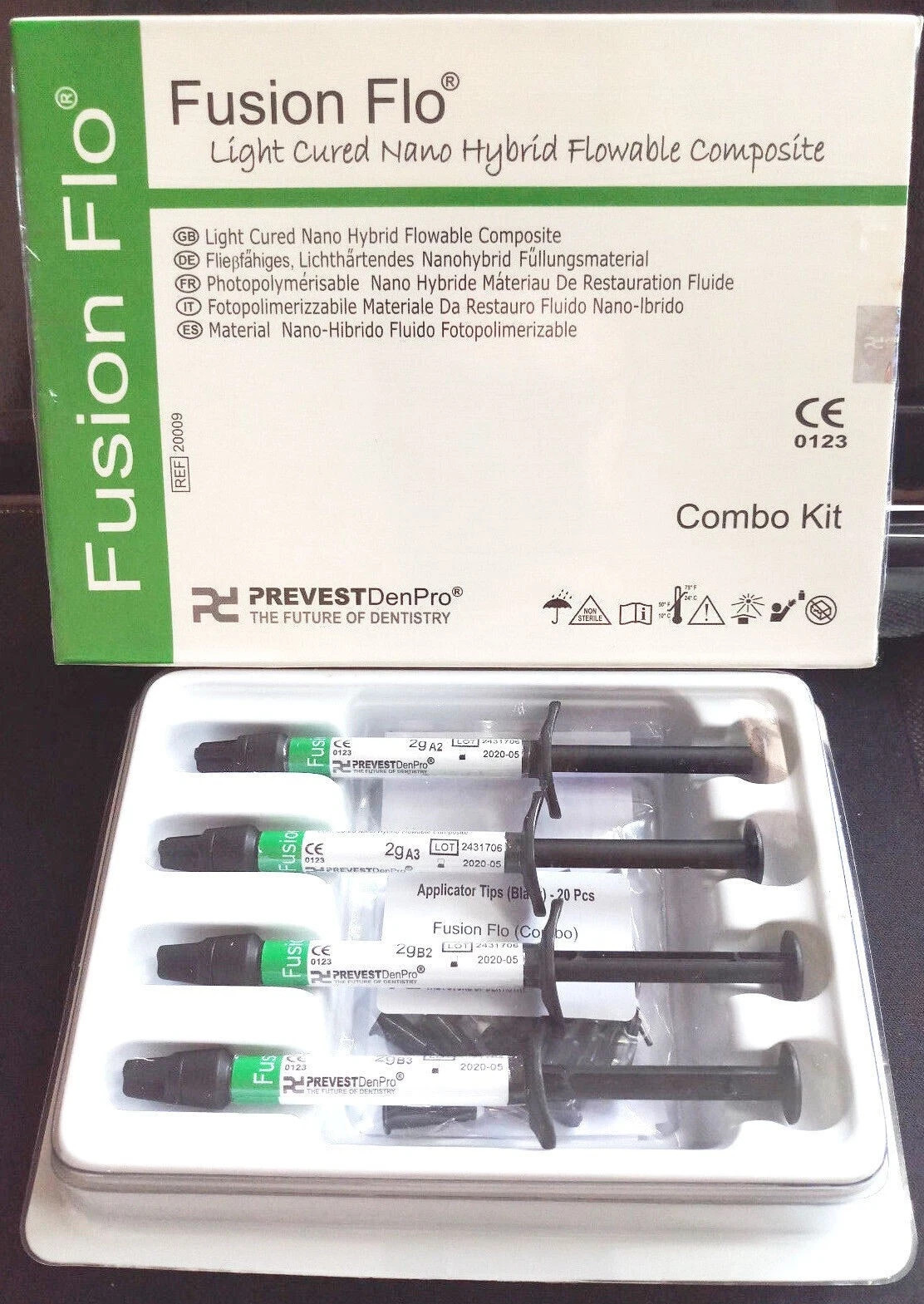 Dental FUSION FLO Light Cured Nano Hybrid Flowable Composite 4 x 2gm Pack