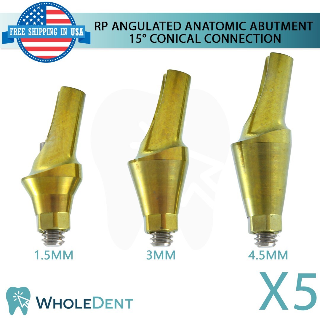 5x RP Conical Connection Angulated Anatomic Abutment 15° Dental