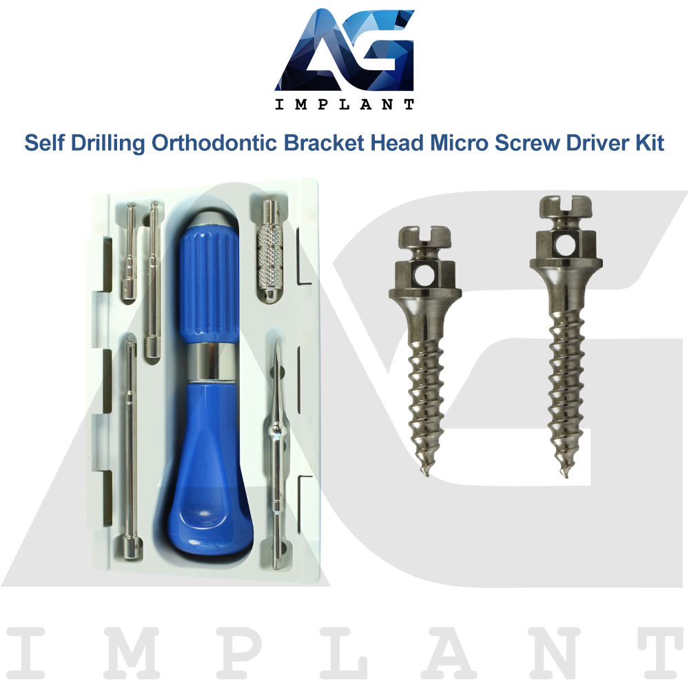 Self Drilling Orthodontic Bracket Head Micro Screw Driver Kit Dental Fixation