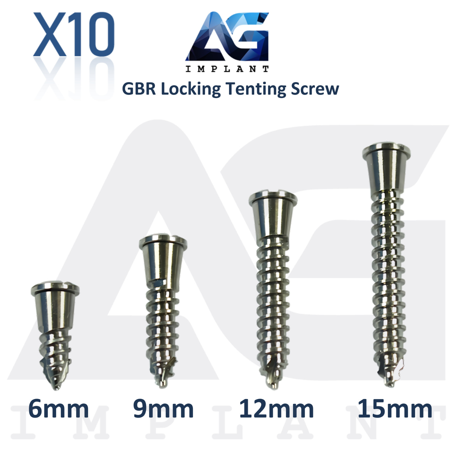 10 Dental Locking Tenting Screw Ø2.5mm GBR Membrane Titanium Fixation Sterile