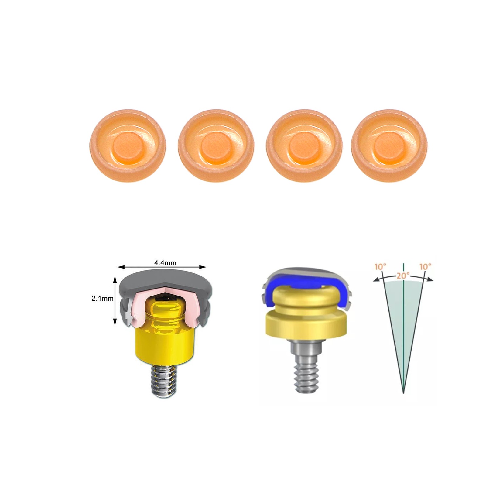 Locator Overdenture Abutment & Male Caps Kit for Neodent GRAND MORSE GM Tools
