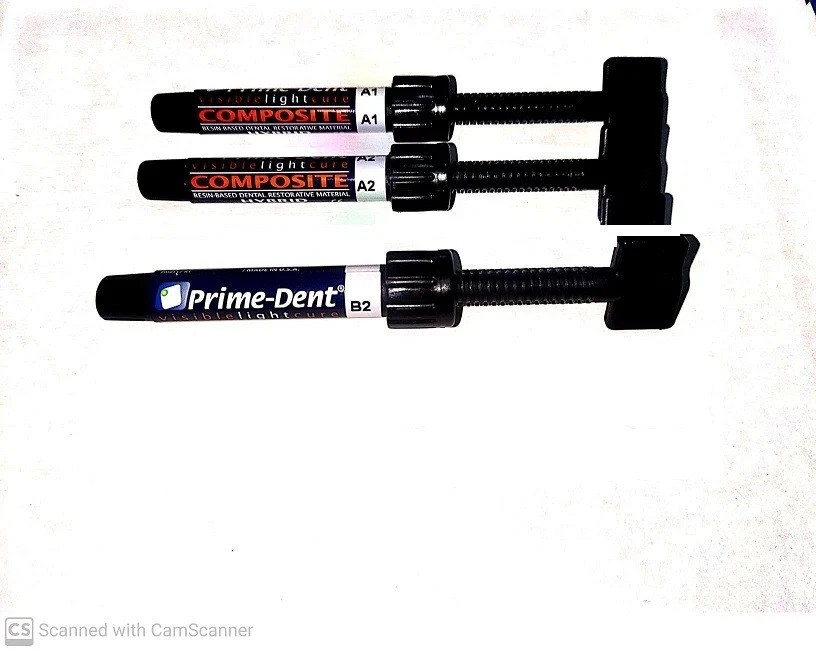 3 x PrimeDent Light Cure Resin Based Hybrid Restorative Composite 4.5gm A1 A2 B2