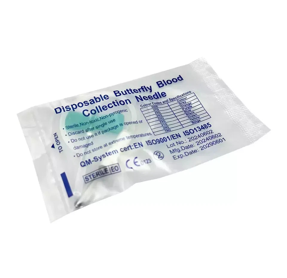 New 50Pcs Disposable Safety Blood Collection Tips with Wing Individually Wrapped