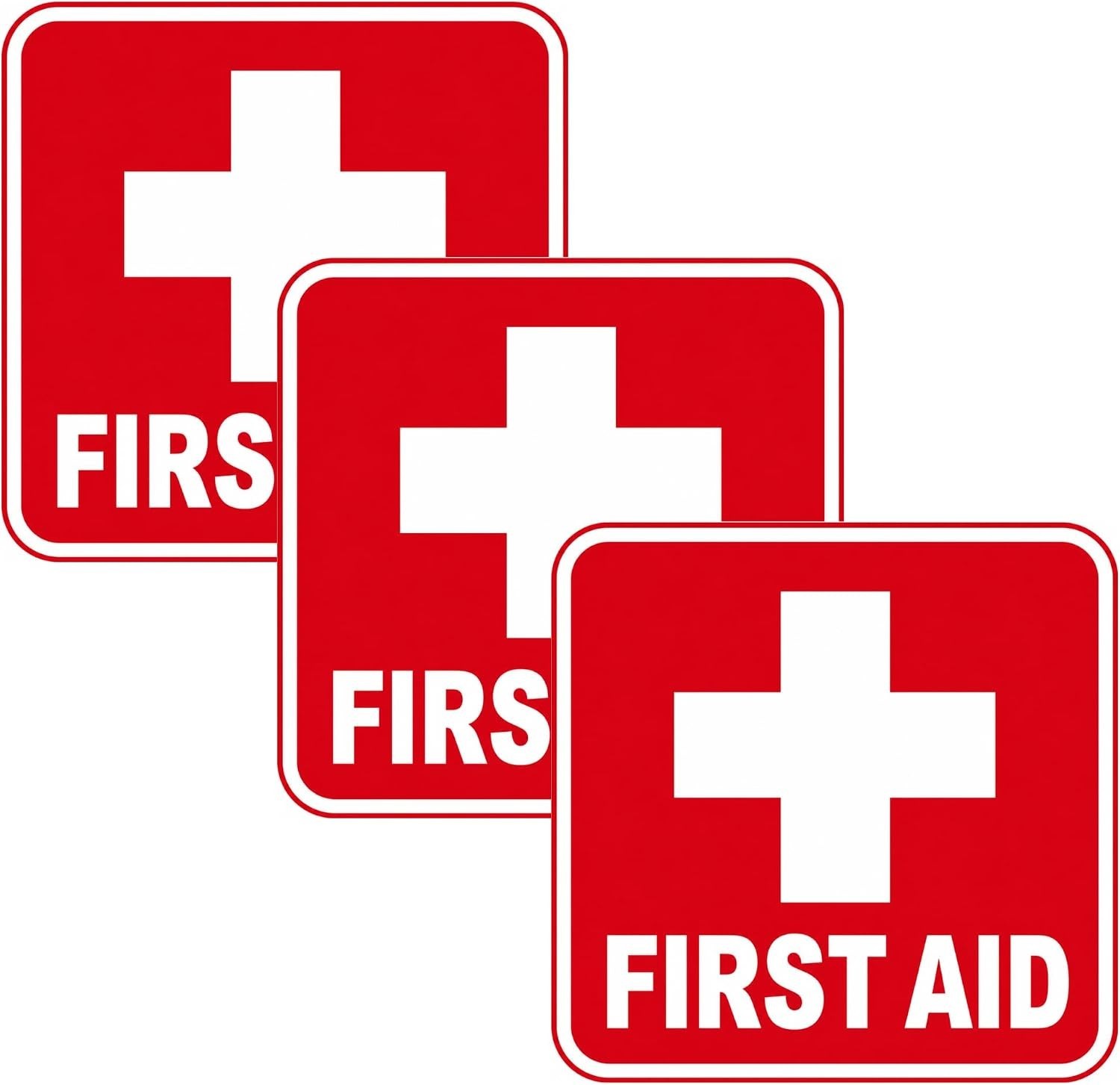 3 Pack First Aid Stickers 5.5″ Waterproof Vinyl Decals Red Medical Cross