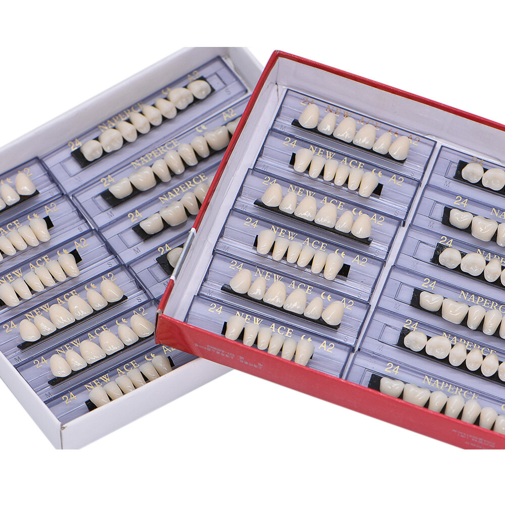 168Pcs Acrylic Resin Denture #24 Dental Upper Lower Shade A2 Teeth Set USA