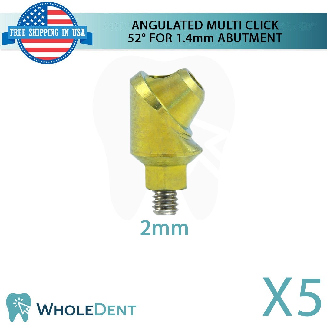 5X Angulated Multi Unit 52° 1.4mm Abutment Attachment Internal Hex 2.42mm