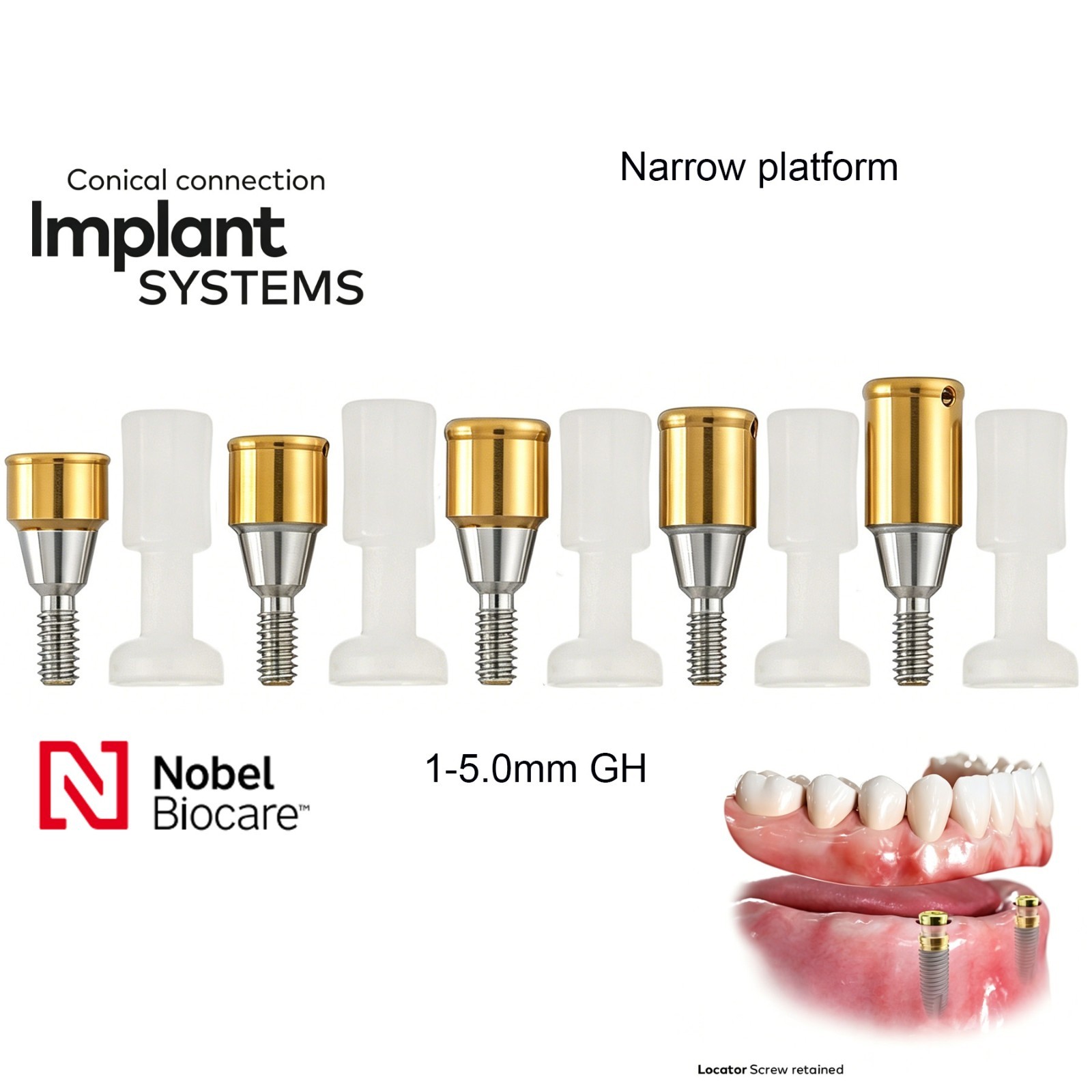 Locator Overdenture Abutment Fits Nobel Active Conical Connection NP/RP Platform