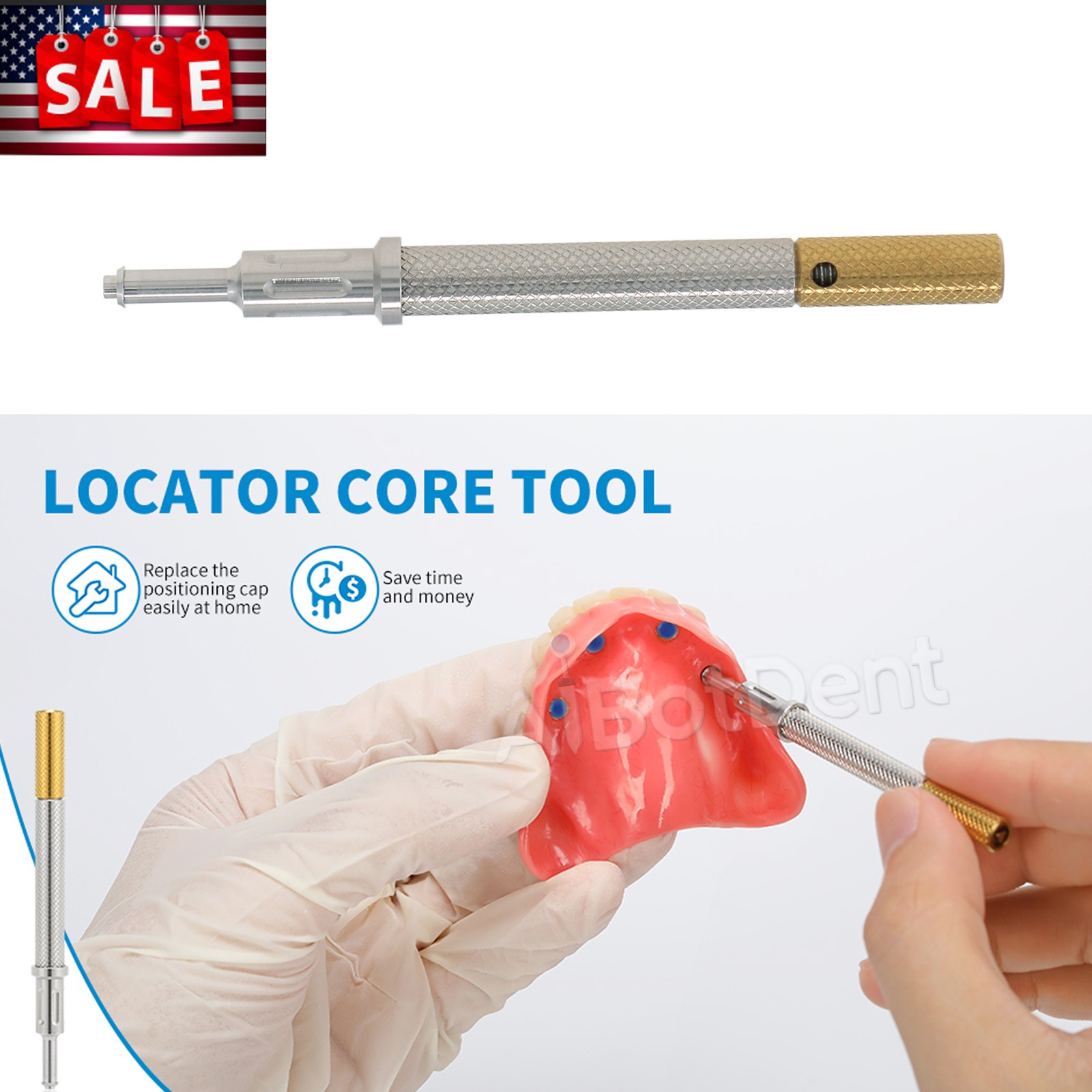 US Universal Locator Core Tool Implant Retention Caps Insertion Extraction Tool