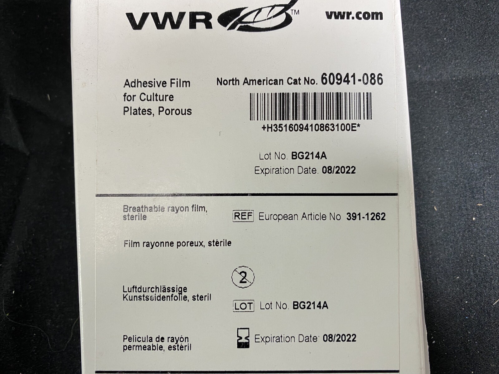 VWR 139.7µm Thick Rayon Adhesive Film For Culture Plates 60941-086 (50/cs)