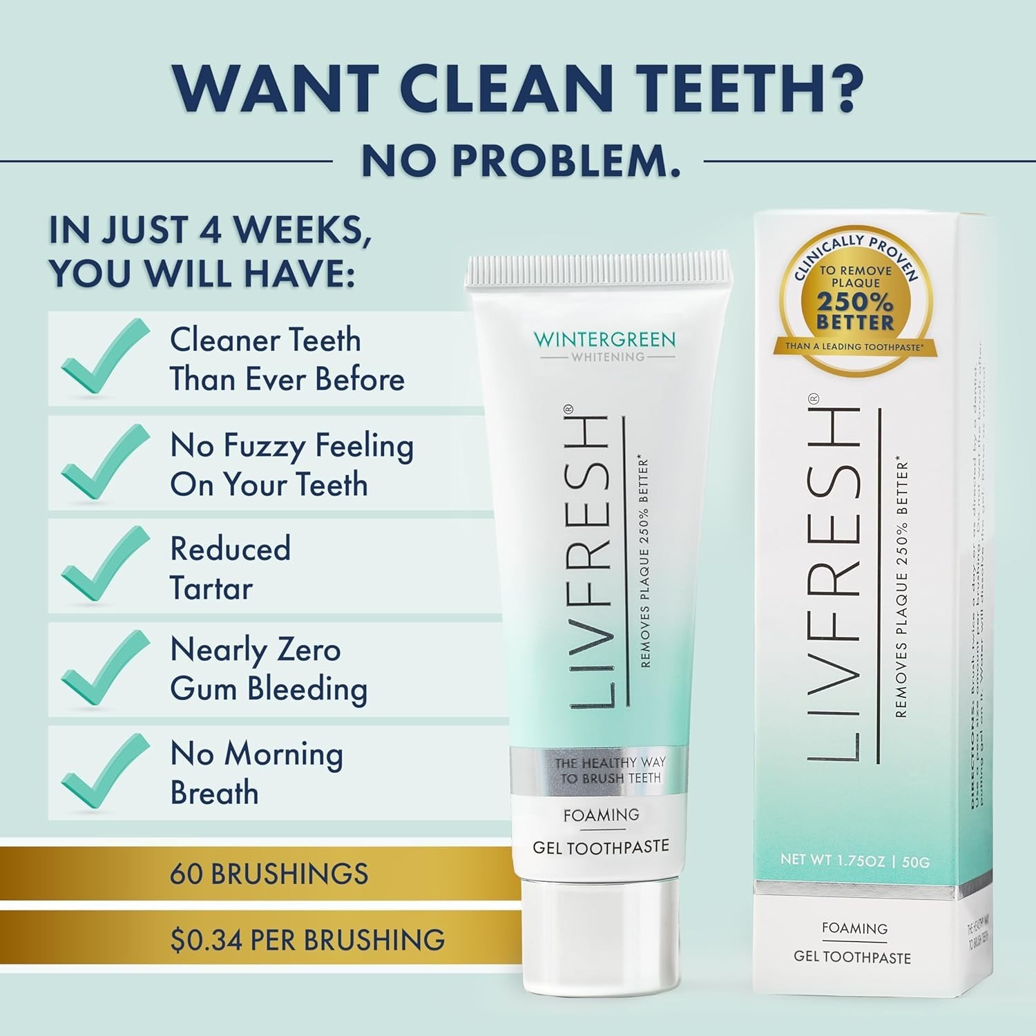 LIVFRESH Dental Gel by Livionex – Clinically Proven to Remove Plaque 250% Better