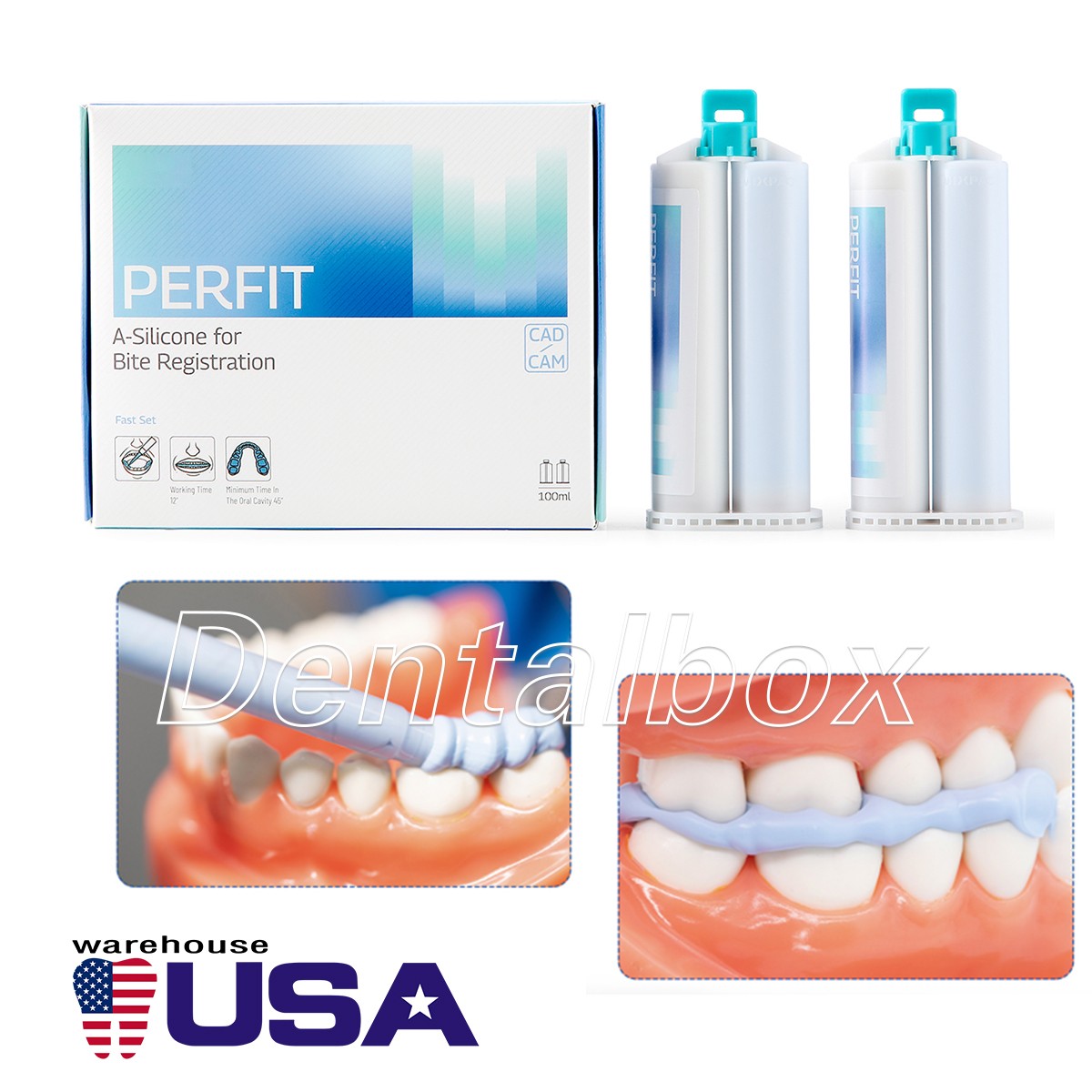 US Dental A-Silicone Bite Registration Material Fast Set Cartridges 50ml