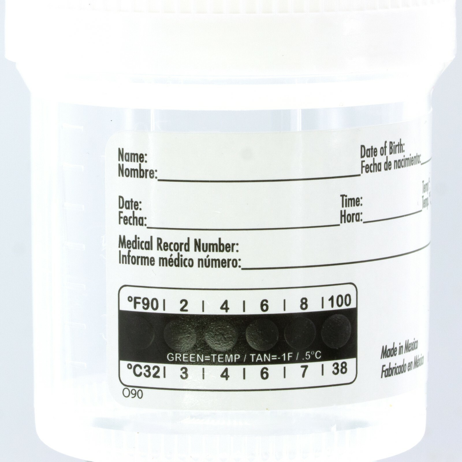 (5) Specimen Cups Urine Collection 120 mL – 3oz W/ LID +ID Area + temperature