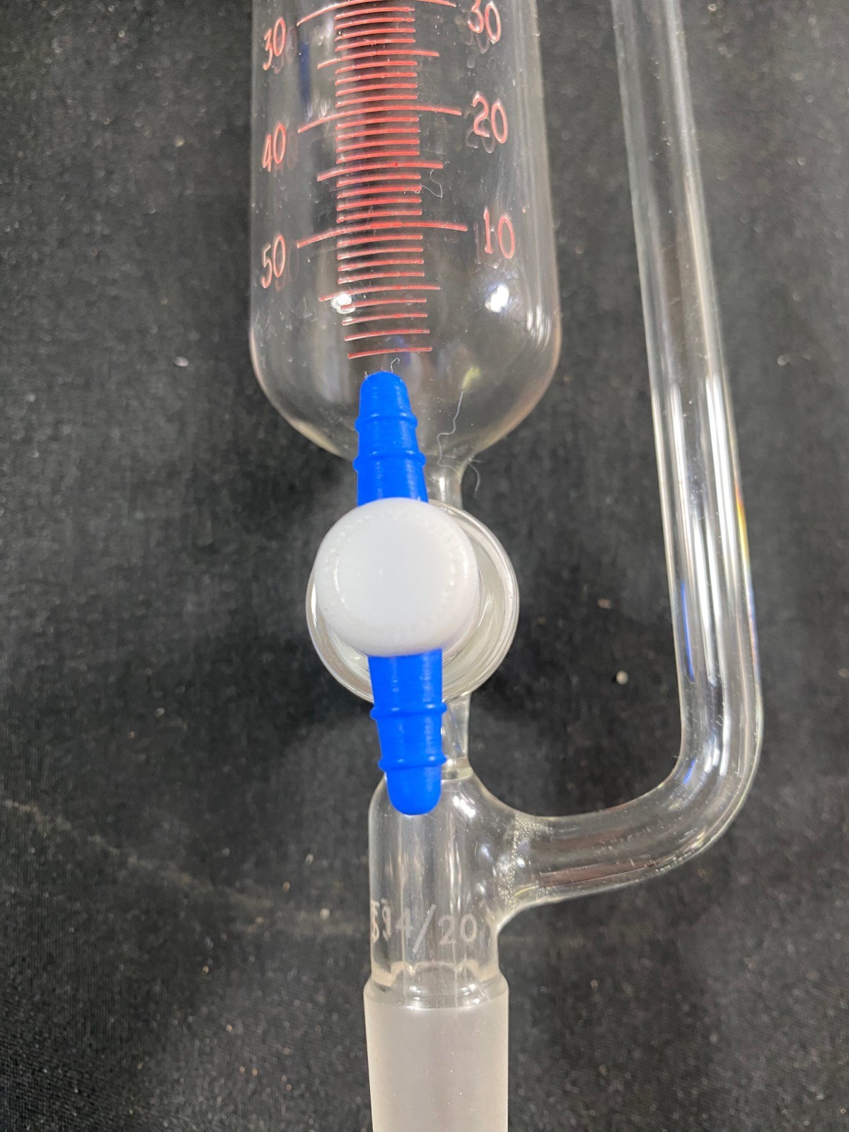 Lab Glass 60mL Stopcock 14/20 Graduated Pressure Equalizing Addition Funnel