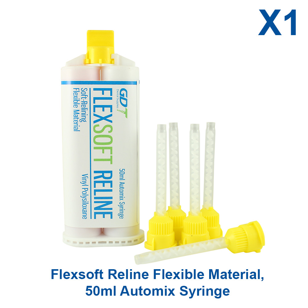 Dental Flexsoft Reline Soft Relining Material Denture Reline Vinyl Automix 50ml