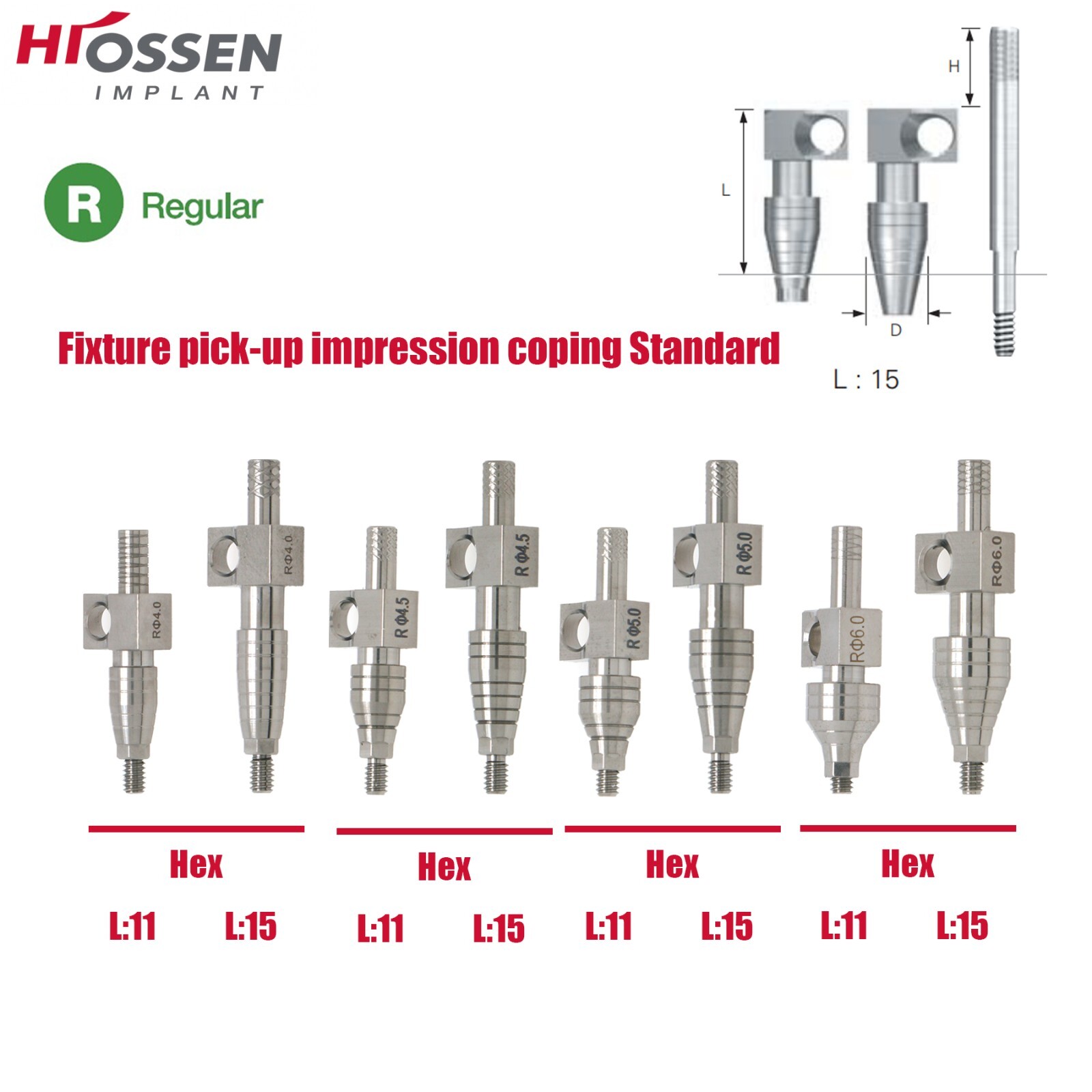 US Hiossen/Osstem Implant Healing Abutments/Locator Tapered Caps Core Tool PEEK