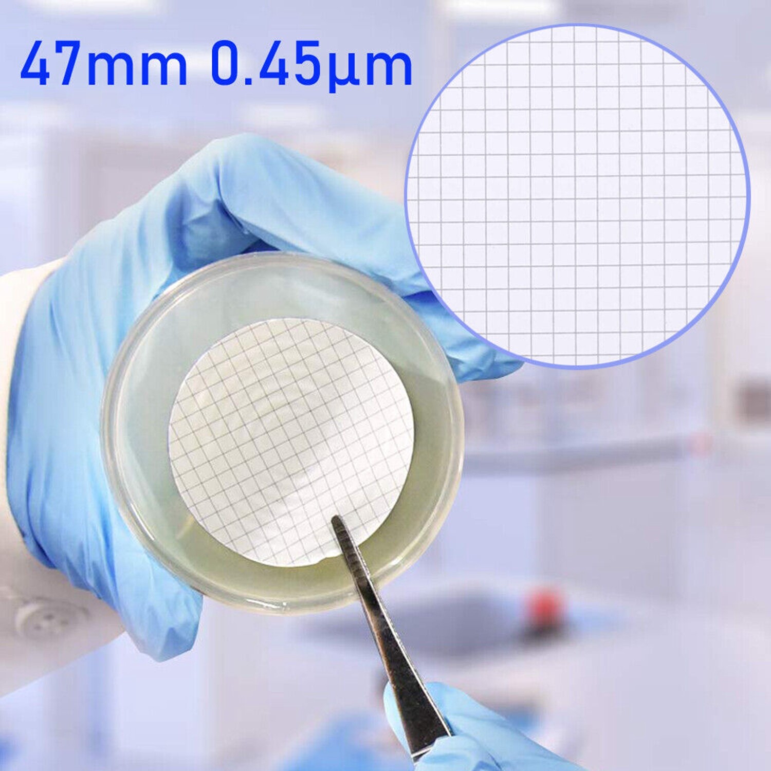Sterile MCE Gridded Membrane Filter Diameter:47mm Pore:0.45 Micron Pack of 100