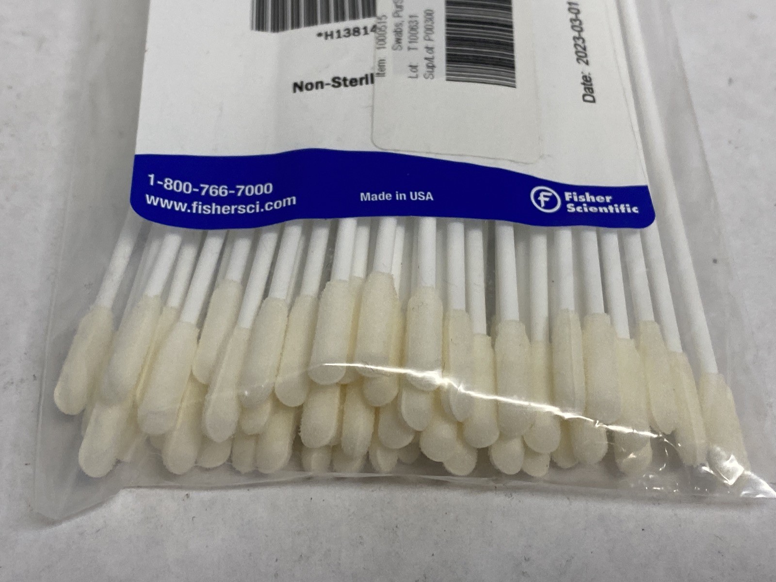 New (50/Pk) FISHERBRAND 6” L Foam Tipped Swabs w/ Polypropylene Handle 14-960-3J