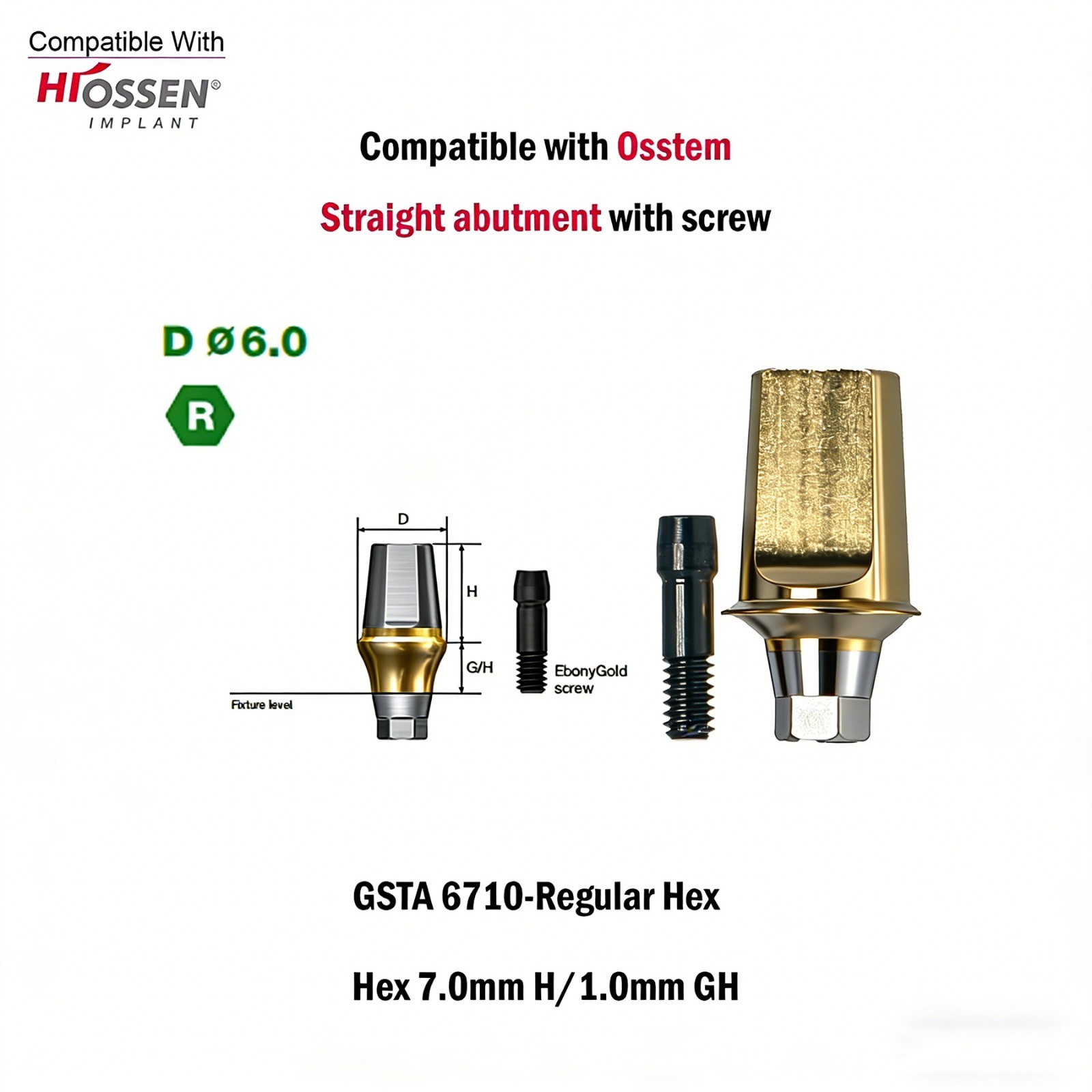 US 2Pcs Dental Hex Straight Transfer Abutment Mini Regular For Osstem Hiossen TS