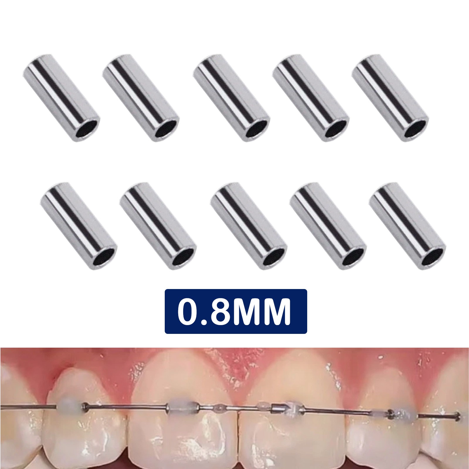 Dental Orthodontic Crimpable Mini Stops 0.8mm for Round Arch Wire 10pc/bag