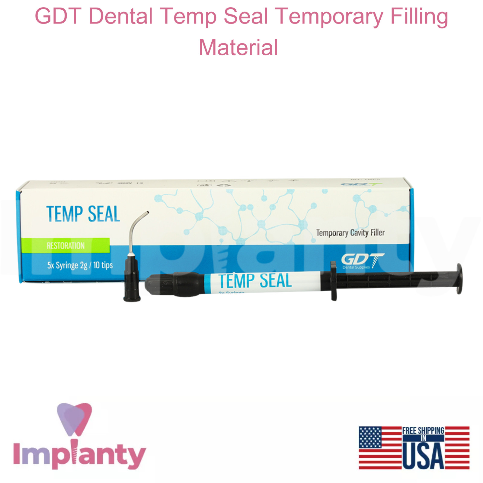 GDT Dental Temp Seal Temporary Filling Sealing Material Light Cured 5 Syringes