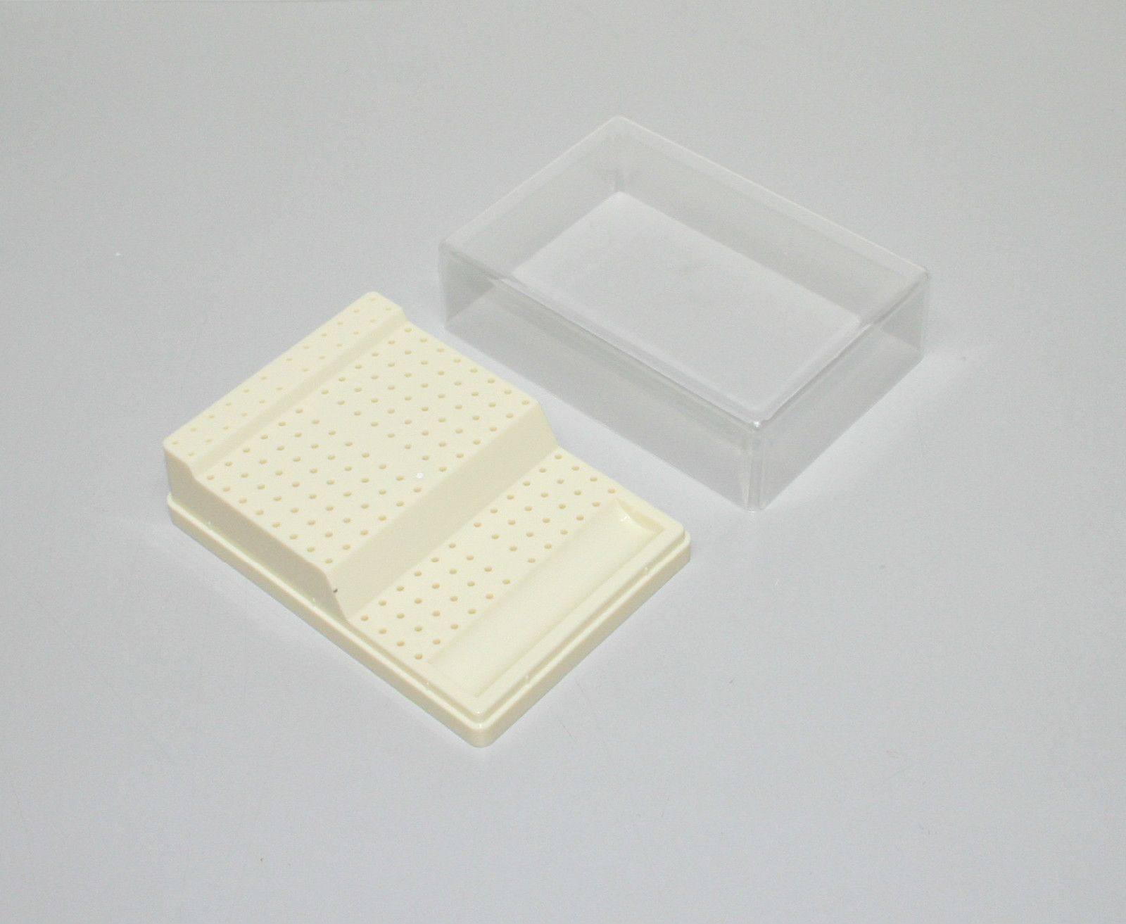 Dental Bur Block Holder Station with Lid Holds 168 Burs – 48 HP 96 RA 24 FG