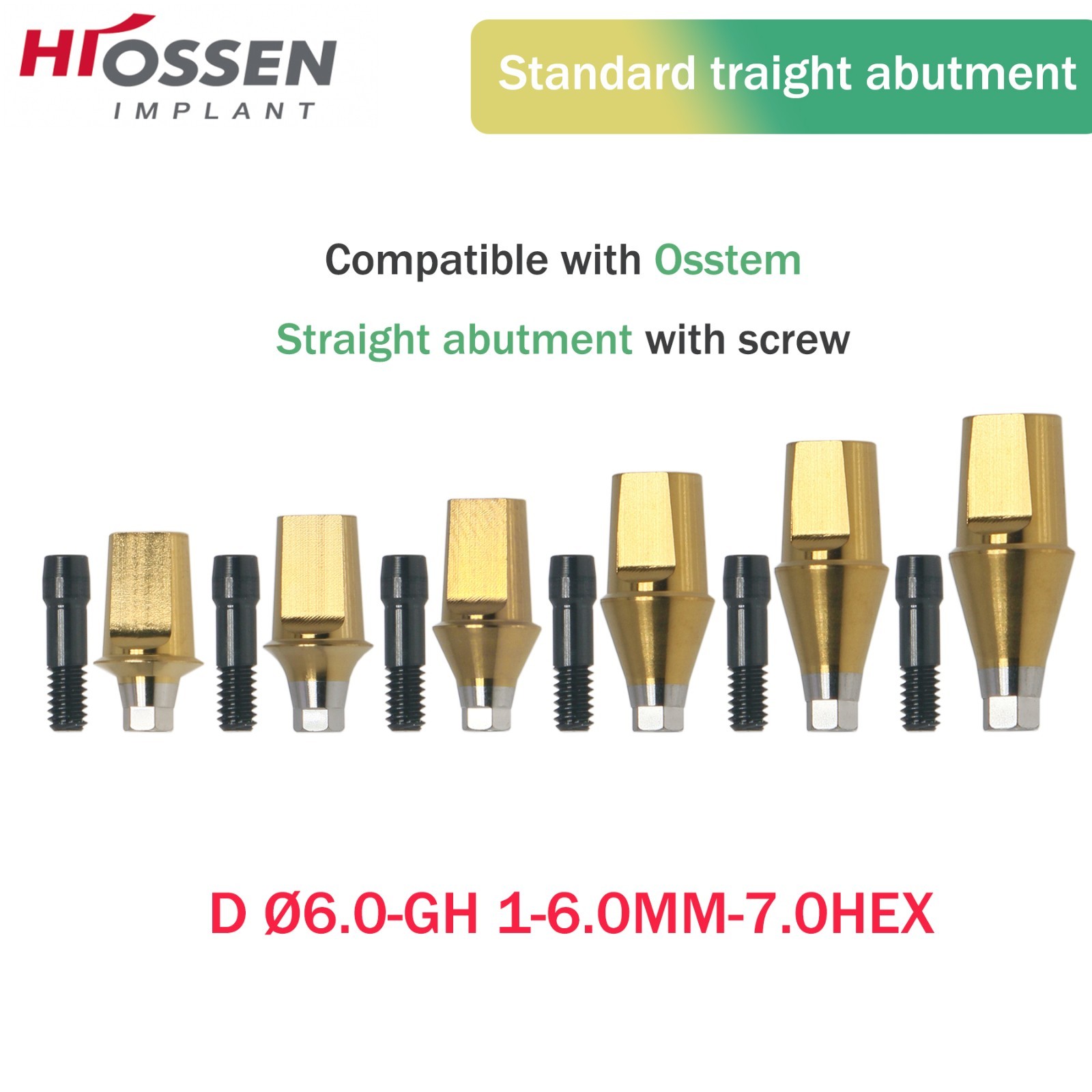 Hiossen Straight Transfer Abutment Components ET III SA Implant MINI/Regular Hex